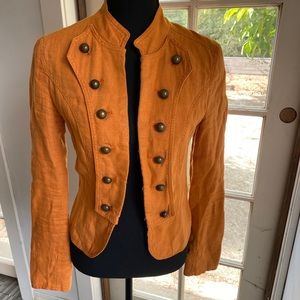 Zara basics flax linen blazer in tan/orange size S